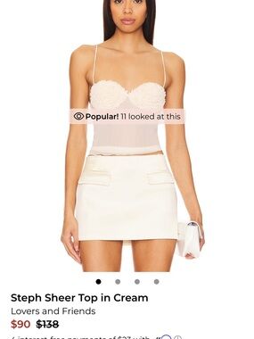 Lovers + Friends Sheer Lace Ruffle Cami in Cream
